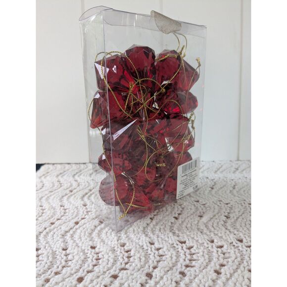 2008 Target Brand Red Diamond Drop Christmas Ornaments-24 count - Picture 4 of 5